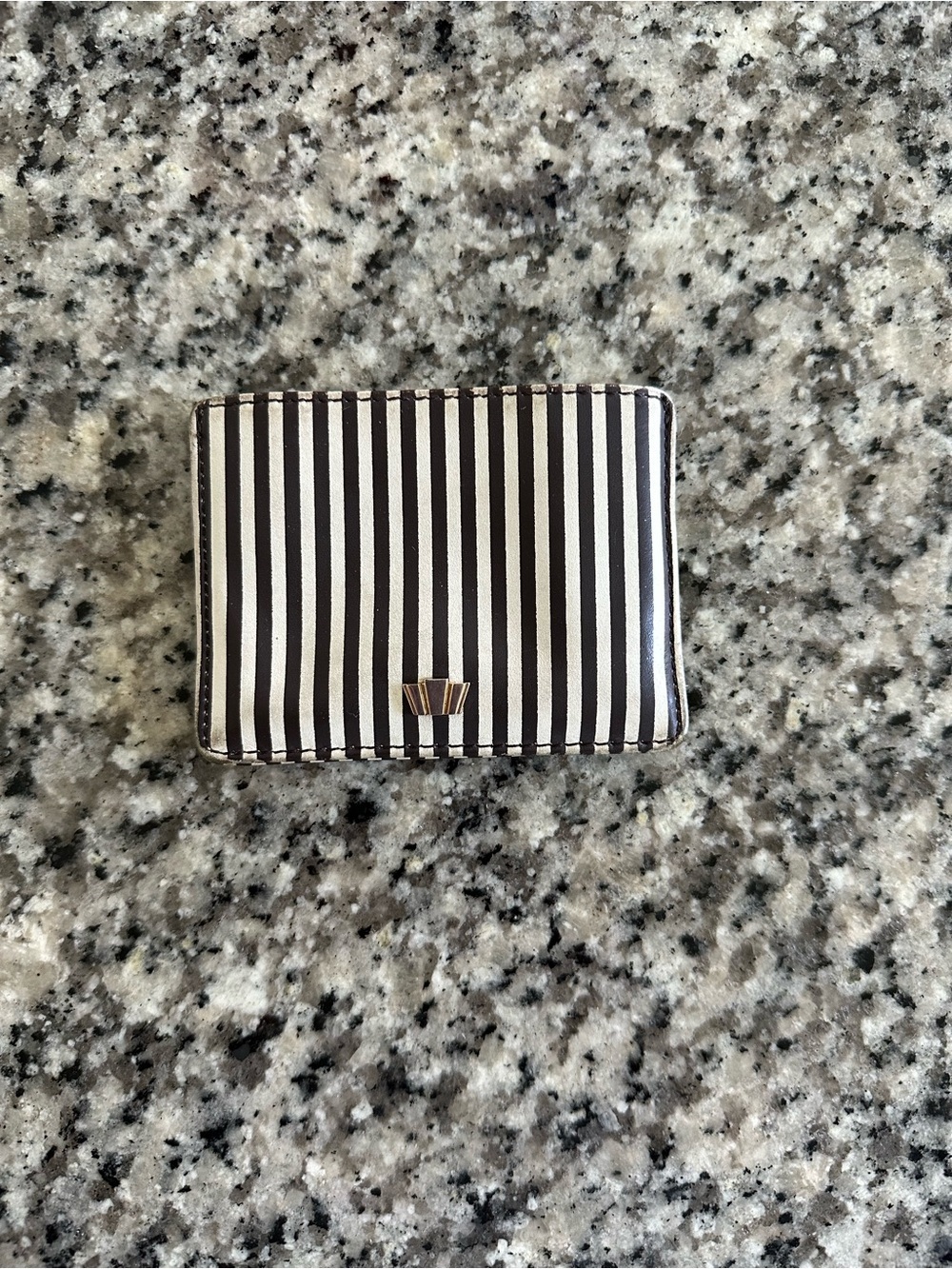 henri bendel Black and White Striped Card & Key Holder